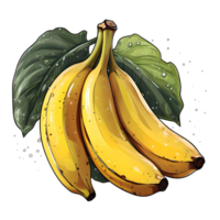 Bananas, Banana, Isolated banana illustration, Banana illustrations, Isolated Banana with leaves png
