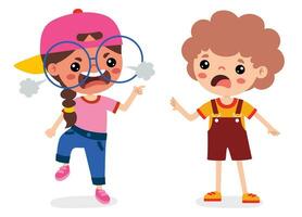 Cartoon Illustration Of Kids Quarrel vector