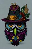 A detailed illustration of Owl for a t-shirt design, wallpaper and fashion photo