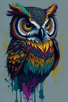 A detailed illustration of Owl for a t-shirt design, wallpaper and fashion photo