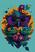 A detailed illustration of Owl for a t-shirt design, wallpaper and fashion photo