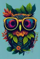 A detailed illustration of Owl for a t-shirt design, wallpaper and fashion photo