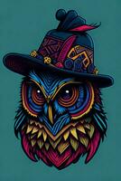 A detailed illustration of Owl for a t-shirt design, wallpaper and fashion photo