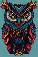 A detailed illustration of Owl for a t-shirt design, wallpaper and fashion photo