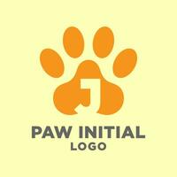 letter J dog paws initial vector logo design