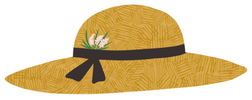 Dame chapeau et petit fleurs décoration png