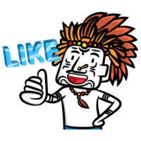 White man cartoon thumb up and like gesture png