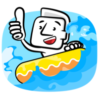 Fun water play white man cartoon gesture png