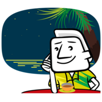 White man cartoon relax at night png