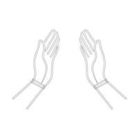 Continuous One Line art Drawing of prayer hand, linear style and Hand drawn illustrations vector
