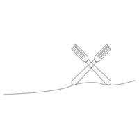 line Art Continuous one art Pro of spoon knife and fork tableware tools illustration vector