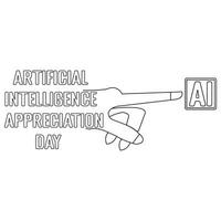 Line art artificial intelligence day symbol in black for social media needs, apps and posters and others vector