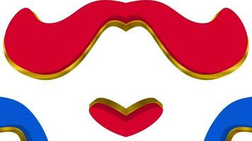 three-dimensional backgrounds. Abstract fluid animated with red, blue and gold colors. Curved line graphic design. video