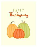 Happy Thanksgiving card with orange and yellow pumpkins. vector