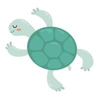 Cute sea turtle cartoon flat isolated on white background vector