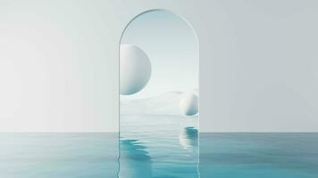 Water surface with round balls background, 3d rendering. video