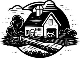 Farm - Black and White Isolated Icon - Vector illustration