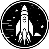 Rocket, Black and White Vector illustration