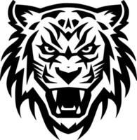 Tigre - negro y blanco aislado icono - vector ilustración