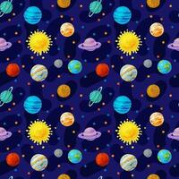 Seamless pattern with Planets of solar system cartoon set. Vector illustration