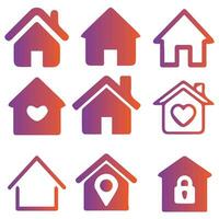 House Icon Set. Home vector illustration symbol.