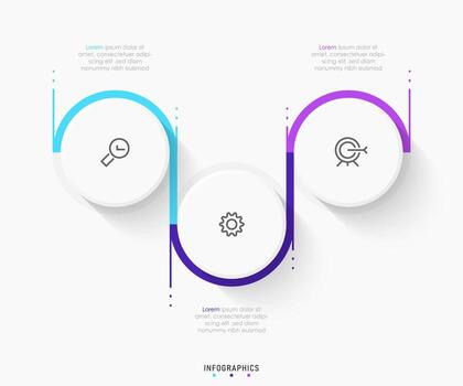plantilla de diseño de etiquetas infográficas vectoriales con iconos y 3 opciones o pasos. se puede utilizar para diagramas de proceso, presentaciones, diseño de flujo de trabajo, banner, diagrama de flujo, gráfico de información. vector
