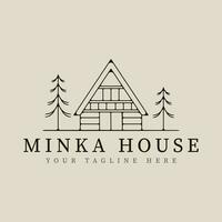 minka house traditional home japanese line art logo vector illustration template design.