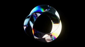 Loop rotation of colorful curve glass with dispersion, 3d rendering. video