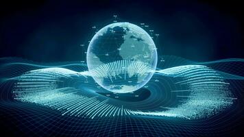 Coding digital planet with big data concept, 3d rendering. video