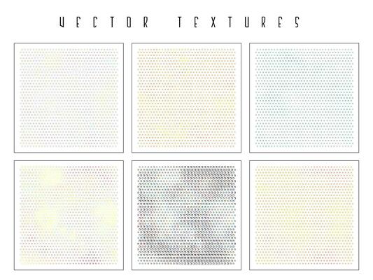 Set of the halftone geometric textures. Minimalists backgrounds. Spotted vector abstract overlays. Futuristic patterns for web design, advertisement banners, comic books, posters, packaging.