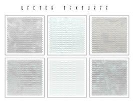 Set of the halftone geometric textures. Minimalists backgrounds. Spotted vector abstract overlays. Futuristic patterns for web design, advertisement banners, comic books, posters, packaging.