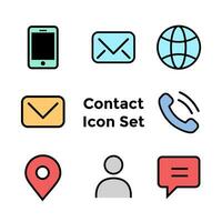 Contact icon set in full color. Vector Illustration.