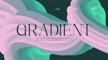 Craft a gradient dynamic pink to green landing page design with a fluid abstract background. vector illustration.