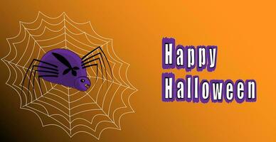 happy halloween orange background cobweb spider piss vector eps10