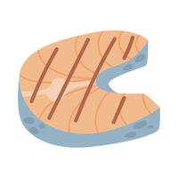 Fish steak. For a picnic. Icon. The object is isolated on a white background. Vector illustration.