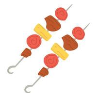 Kebabs. For a picnic. Icon. The object is isolated on a white background. Vector illustration.