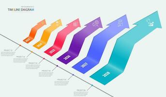 Timeline infographic template with 6 options for display business data and statistics vector