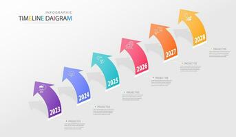 Timeline infographic template with 6 options for display business data and statistics vector