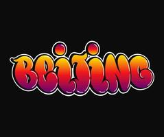 Beijing - single word, letters graffiti style. Vector hand drawn logo. Funny cool trippy word Beijing City, fashion, graffiti style print t-shirt, poster concept