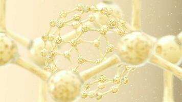 Molecule structure with golden background, 3d rendering. video