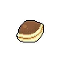 dorayaki japanese traditional cake in pixel art style vector