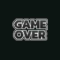 black and white game over text in pixel art style vector