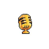 golden mic podcast in pixel art stylee vector