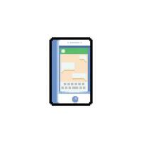 white phone with chatting screen in pixel art style vector