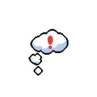 exclamation mark in cloud with pixel art style vector