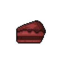 black forest piece cake in pixel art style vector