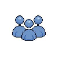 three blue people in pixel art style vector