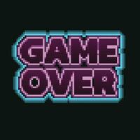 neon game over text in pixel art style vector