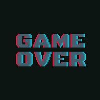 neon game over text in pixel art style vector