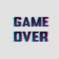 glitch video game text in pixel art style vector